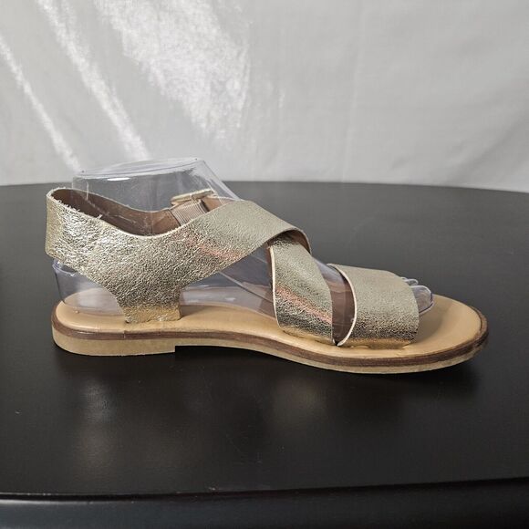 Franco Sarto Gold Strappy Flat Sandals Sz 8 - Picture 4 of 8